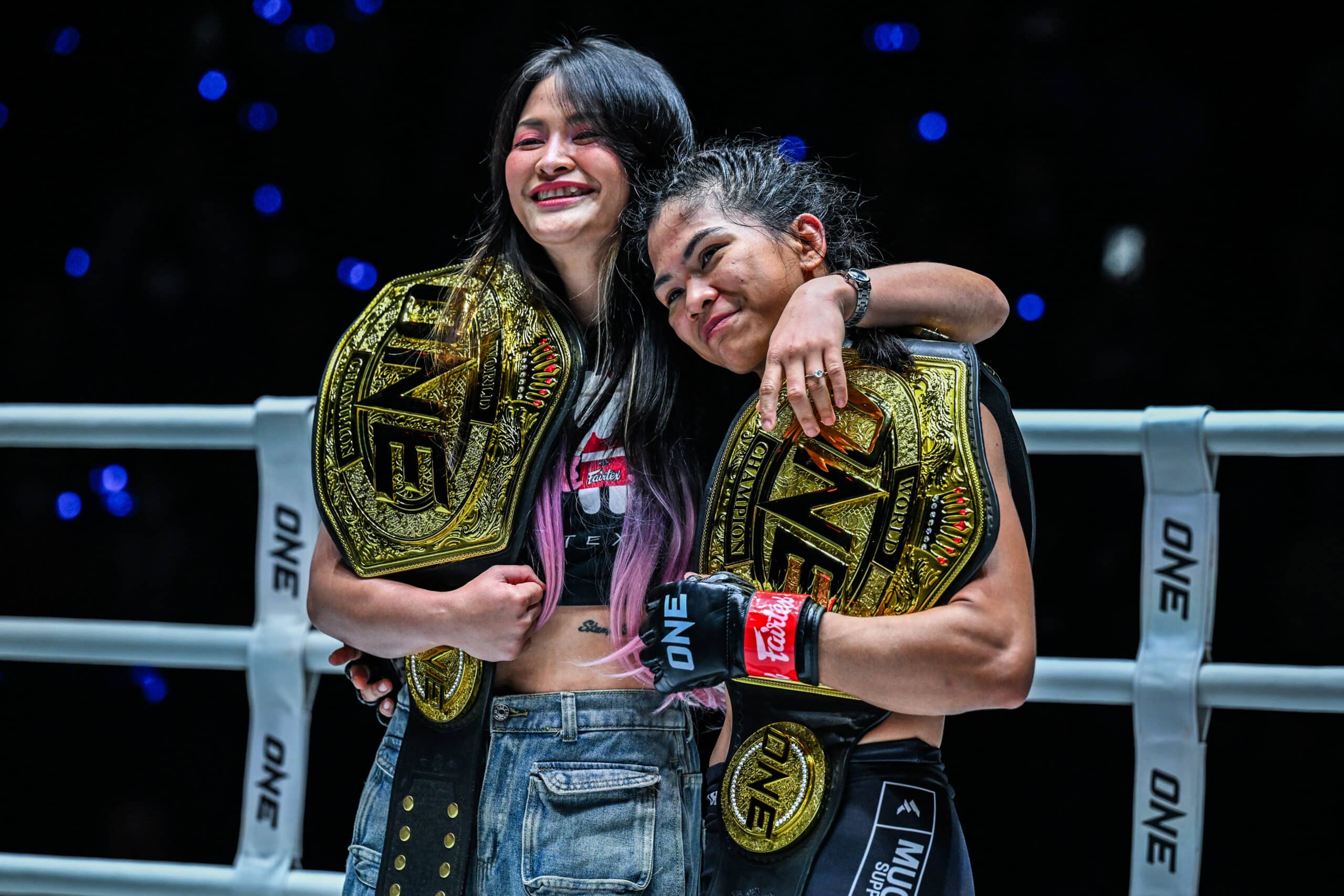 ONE Championship atomweight quens Stamp Fairtex and Denice Zamboanga.